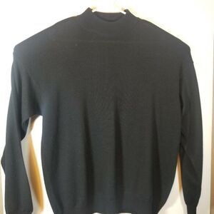 Marconi Mens LARGE Black Crew Neck Pullover Long Sleeve Merino Wool Sweater
